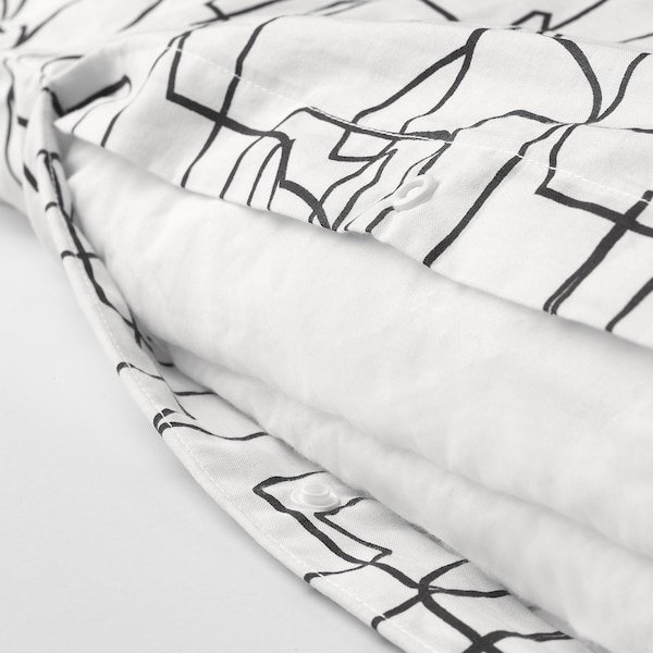 IKEA HÄSTHAGE duvet cover and pillowcase(s), Twin White / Black, Ikea Ireland | 6104DGZJQ