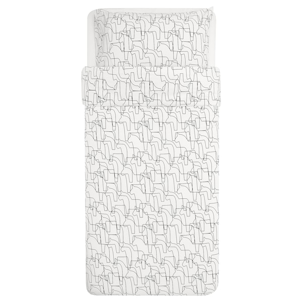 IKEA HÄSTHAGE duvet cover and pillowcase(s), Twin White / Black, Ikea Ireland | 6104DGZJQ