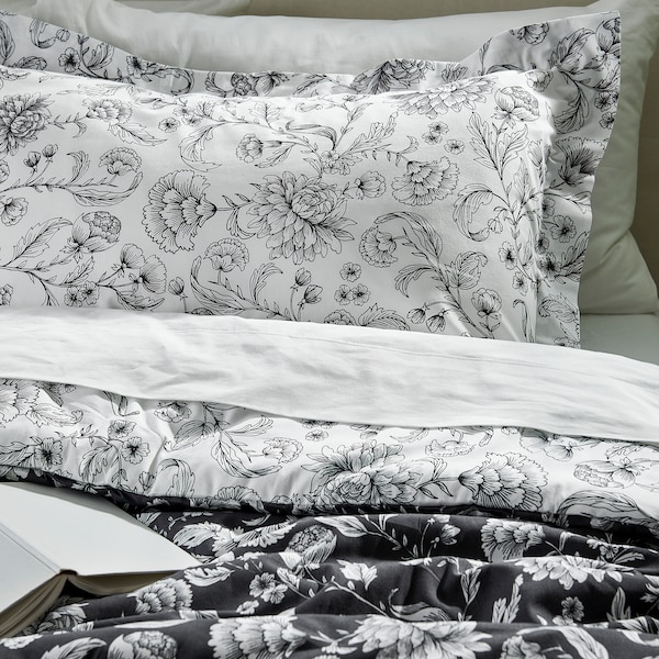 IKEA IDALINNEA comforter set, Full/Queen White / Gray, Ikea Ireland | 8496ELPWG