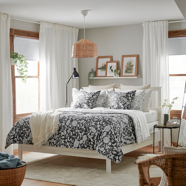 IKEA IDALINNEA comforter set, Full/Queen White / Gray, Ikea Ireland | 8496ELPWG