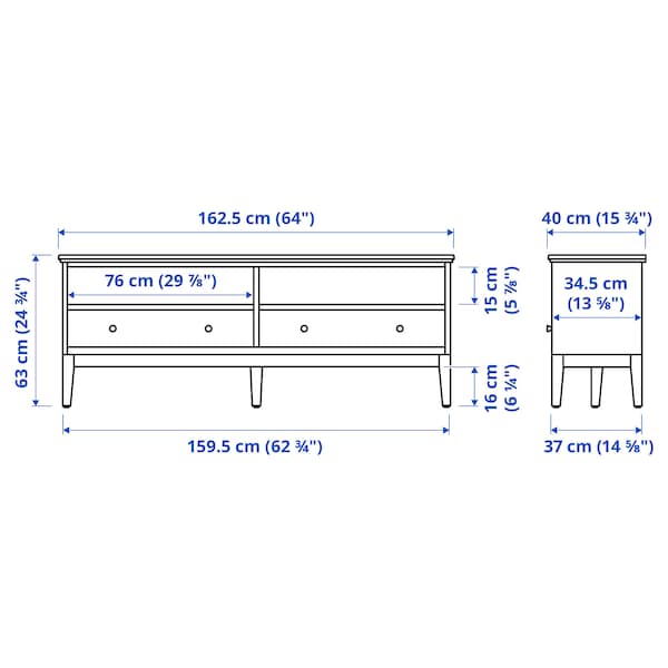 IKEA IDANÄS TV unit, 63 3/4x15 3/4x24 3/4 in Dark Brown Stained, Ikea Ireland | 4153YSKGT