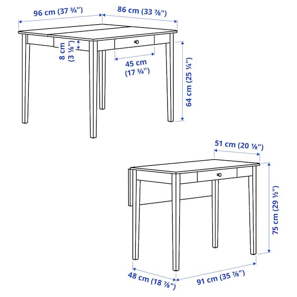 IKEA IDANÄS drop-leaf table, 20 1/8/33 7/8x37 3/4 in White, Ikea Ireland | 8675NJBHG