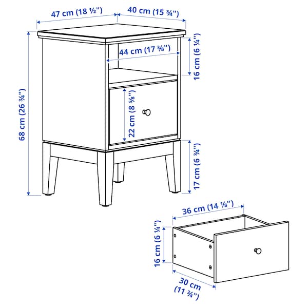 IKEA IDANÄS nightstand, 18 1/2x15 3/4 in Dark Brown Stained, Ikea Ireland | 3956STPMH