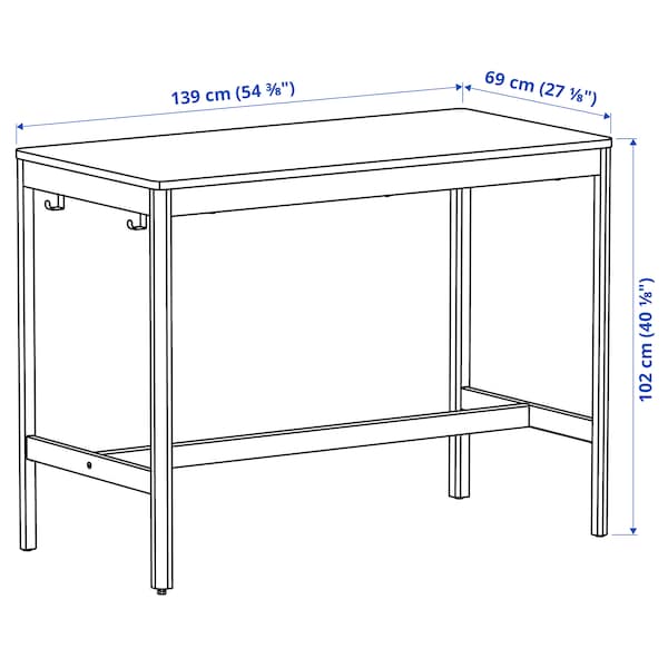 IKEA IDÅSEN underframe for table top, 54 3/4x27 1/8x40 1/8 in Dark Gray, Ikea Ireland | 7320WSJAO