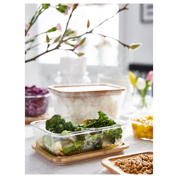 IKEA IKEA 365+ food container with lid, 61 oz Rectangular Glass / Bamboo, Ikea Ireland | 3158DBMSK
