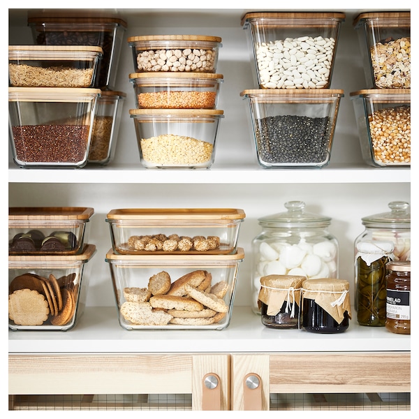 IKEA IKEA 365+ food container with lid, 61 oz Rectangular Glass / Bamboo, Ikea Ireland | 3158DBMSK