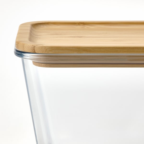 IKEA IKEA 365+ food container with lid, 61 oz Rectangular Glass / Bamboo, Ikea Ireland | 3158DBMSK