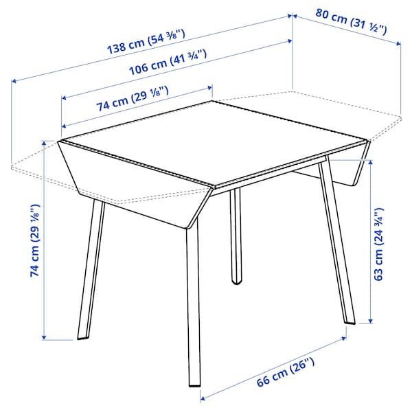 IKEA IKEA PS 2012 Drop-leaf table, bamboo, white, Ikea Ireland | 3962LUWSB