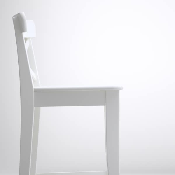 IKEA INGOLF Bar stool with backrest, white, 24 3/4 in, Ikea Ireland | 7431STYRP