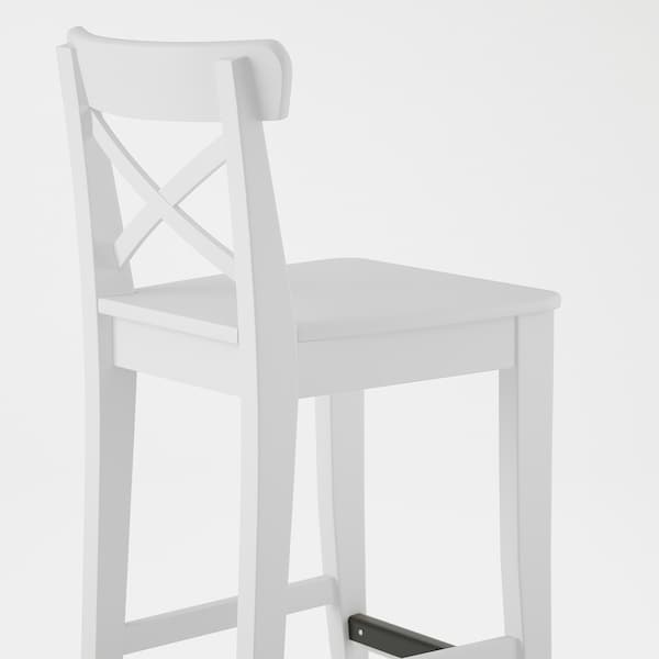IKEA INGOLF Bar stool with backrest, white, 24 3/4 in, Ikea Ireland | 7431STYRP