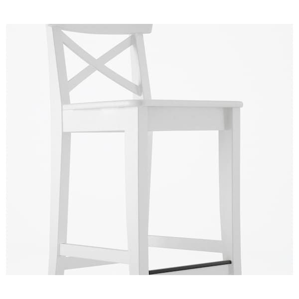 IKEA INGOLF Bar stool with backrest, white, 24 3/4 in, Ikea Ireland | 7431STYRP