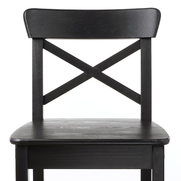 IKEA INGOLF bar stool with backrest, 29 1/8 in Brown / Black, Ikea Ireland | 2538EMAFJ