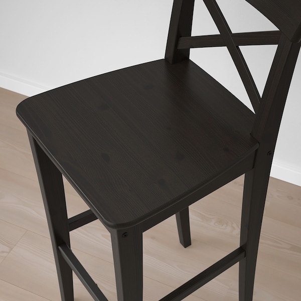 IKEA INGOLF bar stool with backrest, 29 1/8 in Brown / Black, Ikea Ireland | 2538EMAFJ