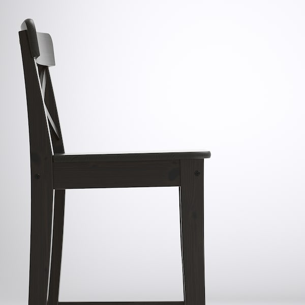 IKEA INGOLF bar stool with backrest, 29 1/8 in Brown / Black, Ikea Ireland | 2538EMAFJ