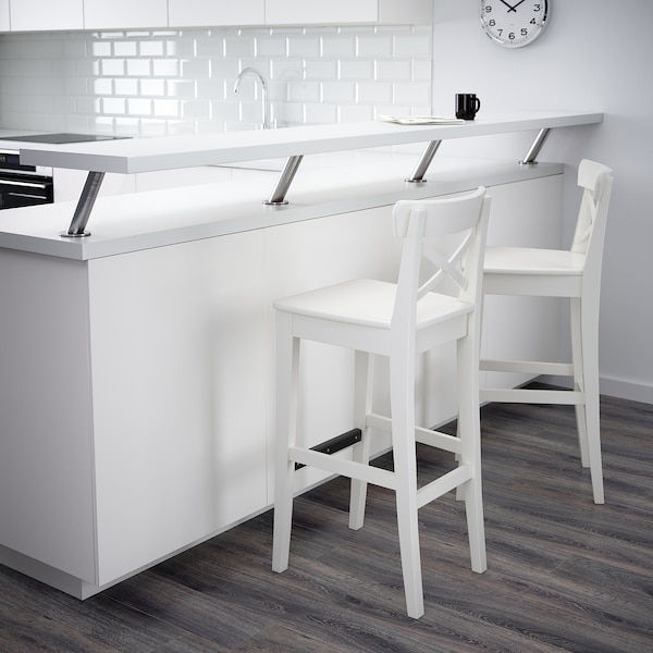IKEA INGOLF bar stool with backrest, 29 1/8 in White, Ikea Ireland | 2658TJHNP