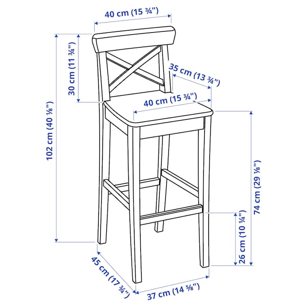 IKEA INGOLF bar stool with backrest, 29 1/8 in White, Ikea Ireland | 2658TJHNP
