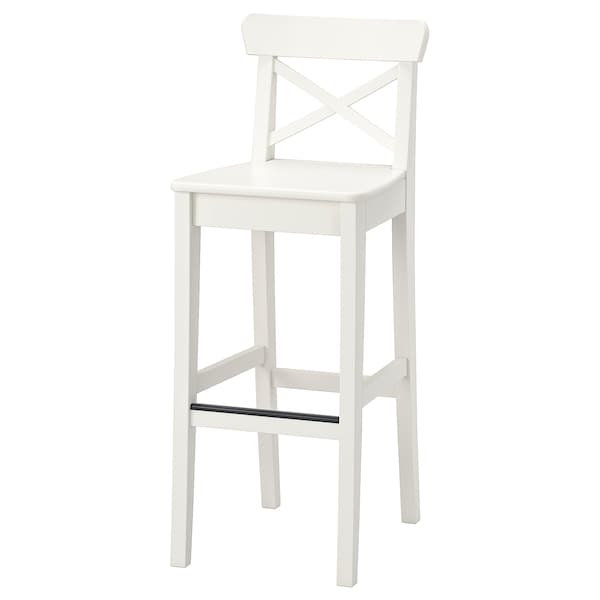 IKEA INGOLF bar stool with backrest, 29 1/8 in White, Ikea Ireland | 2658TJHNP