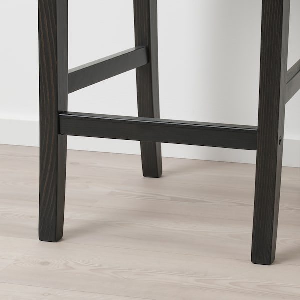 IKEA INGOLF bar stool with backrest, brown-black/Nolhaga gray-beige, 25 5/8 in, Ikea Ireland | 8270METKW