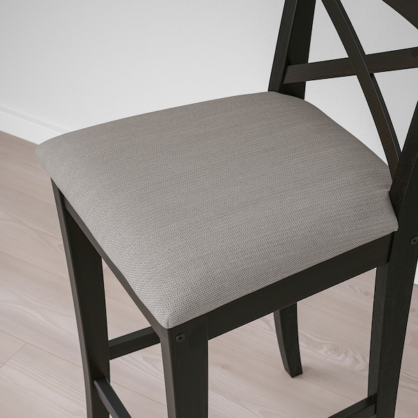 IKEA INGOLF bar stool with backrest, brown-black/Nolhaga gray-beige, 25 5/8 in, Ikea Ireland | 8270METKW