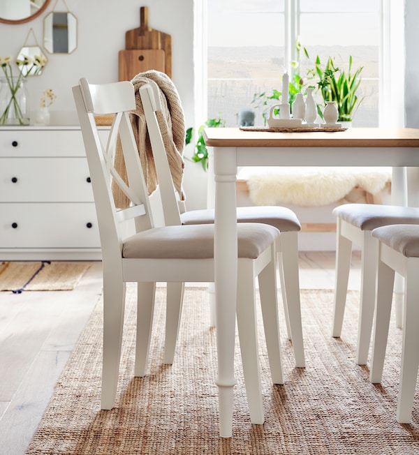 IKEA INGOLF chair White / Hallarp Beige, Ikea Ireland | 9245VMEUH