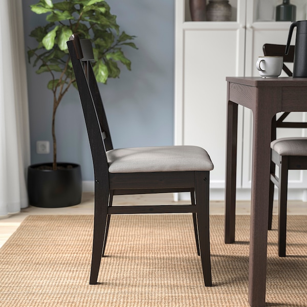 IKEA INGOLF chair, brown-black/Nolhaga gray-beige Brown / Black / Nolhaga Gray / Beige, Ikea Ireland | 8205SYMGR