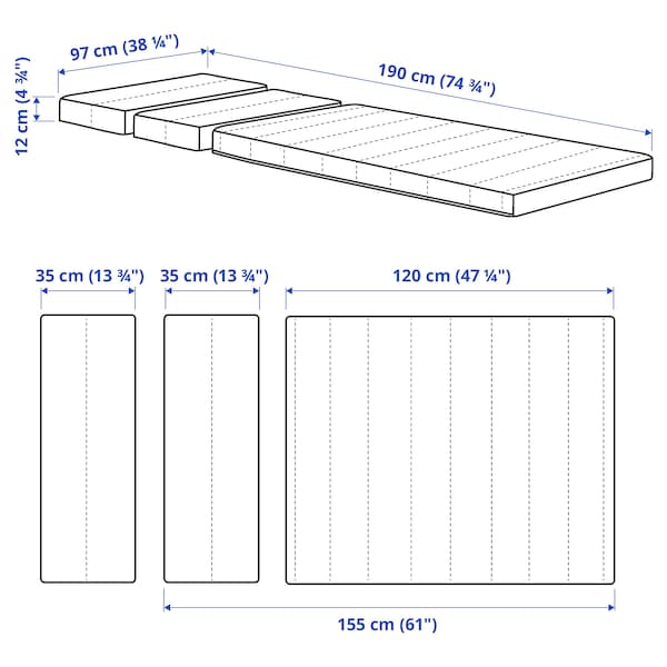 IKEA INNERLIG spring mattress for extendable bed, 38 1/4x74 3/4 in, Ikea Ireland | 5982MQUOC