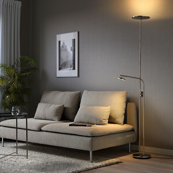 IKEA ISJAKT LED floor uplighter/reading lamp, dimmable/nickel plated, 71 in, Ikea Ireland | 2786ZNVSG