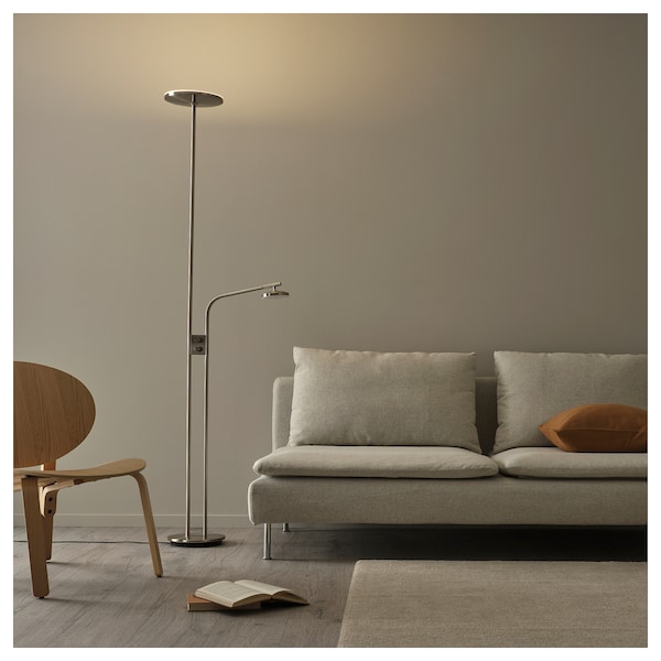 IKEA ISJAKT LED floor uplighter/reading lamp, dimmable/nickel plated, 71 in, Ikea Ireland | 2786ZNVSG
