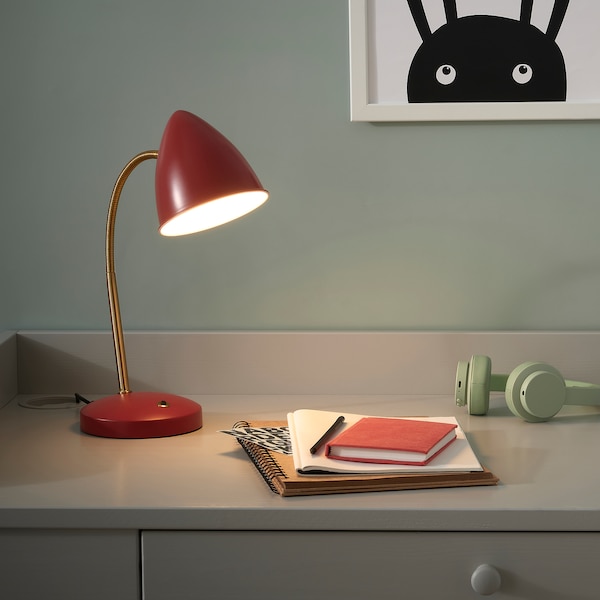IKEA ISNÅLEN LED work lamp Red / Brass Color, Ikea Ireland | 2469YQJDN