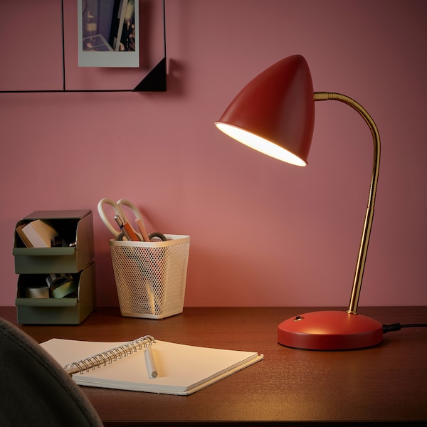 IKEA ISNÅLEN LED work lamp Red / Brass Color, Ikea Ireland | 2469YQJDN