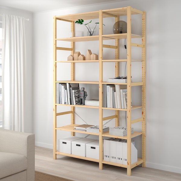 IKEA IVAR 2 section shelving unit, pine, 52 3/4x19 5/8x89 in, Ikea Ireland | 1829BANHK