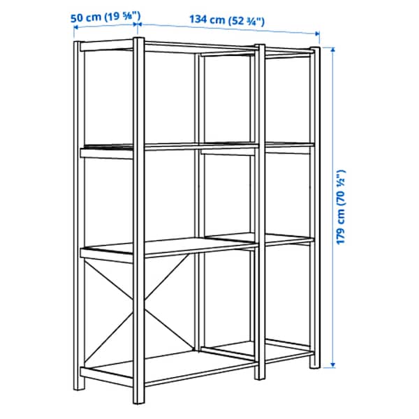 IKEA IVAR 2 section shelving unit, pine, 52 3/4x19 5/8x70 1/2 in, Ikea Ireland | 6043MDBVZ
