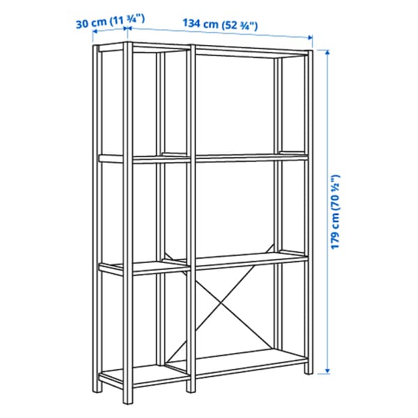 IKEA IVAR 2 section shelving unit, pine, 52 3/4x11 3/4x70 1/2 in, Ikea Ireland | 8029DQIFP