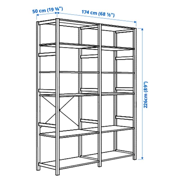 IKEA IVAR 2 section shelving unit, pine, 68 1/2x19 5/8x89 in, Ikea Ireland | 0953DPHNT
