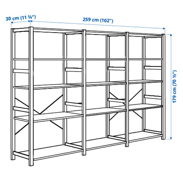 IKEA IVAR 3 section shelving unit, pine, 102x11 3/4x70 1/2 in, Ikea Ireland | 7456TUQFO