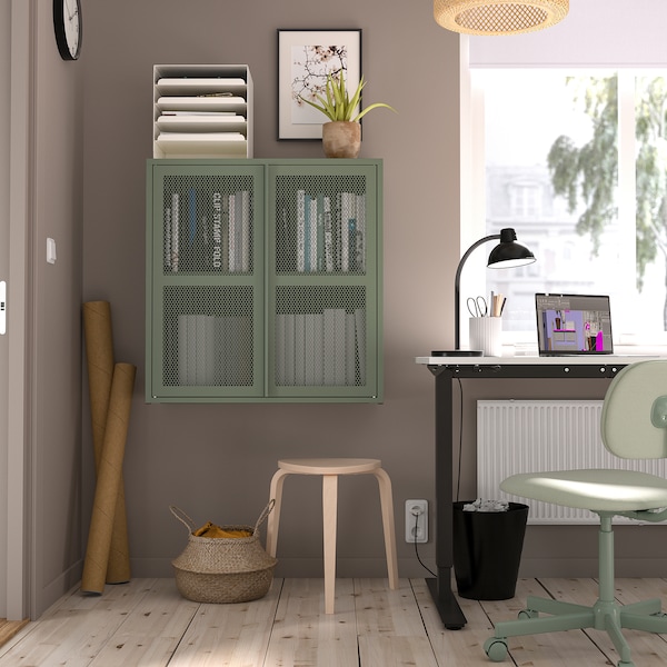 IKEA IVAR cabinet with doors, 31 1/2x32 5/8 in Gray / Green Mesh, Ikea Ireland | 2549LZDFU