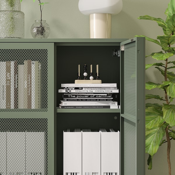 IKEA IVAR cabinet with doors, 31 1/2x32 5/8 in Gray / Green Mesh, Ikea Ireland | 2549LZDFU