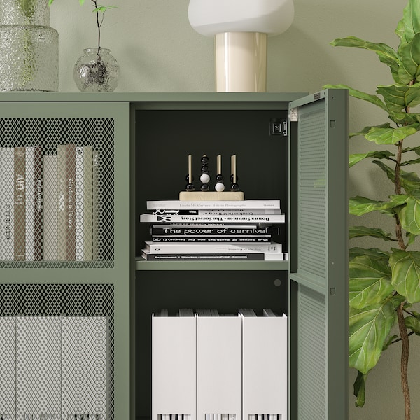 IKEA IVAR cabinet with doors, 63x11 3/4x32 5/8 in Gray / Green Mesh, Ikea Ireland | 2571SNFQA