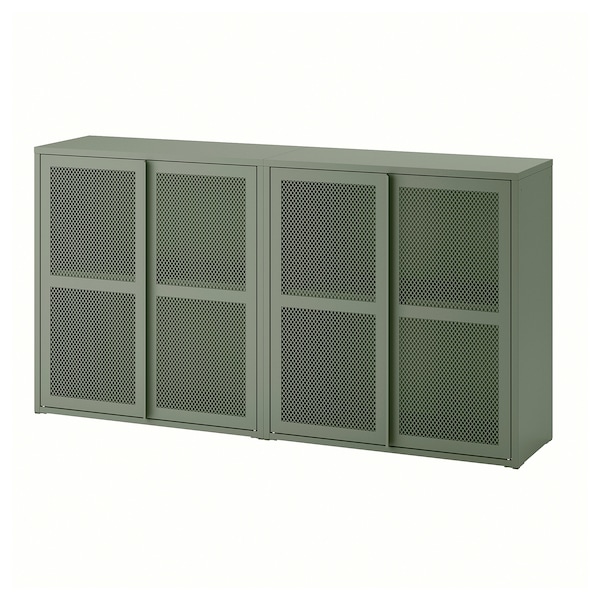 IKEA IVAR cabinet with doors, 63x11 3/4x32 5/8 in Gray / Green Mesh, Ikea Ireland | 2571SNFQA