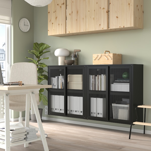 IKEA IVAR cabinet with doors, 63x11 3/4x32 5/8 in Black Mesh, Ikea Ireland | 6935FATEU
