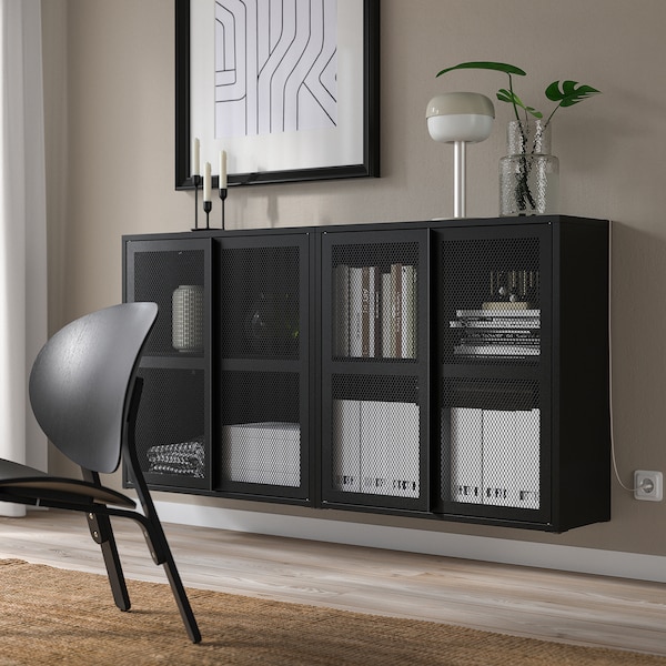 IKEA IVAR cabinet with doors, 63x11 3/4x32 5/8 in Black Mesh, Ikea Ireland | 6935FATEU