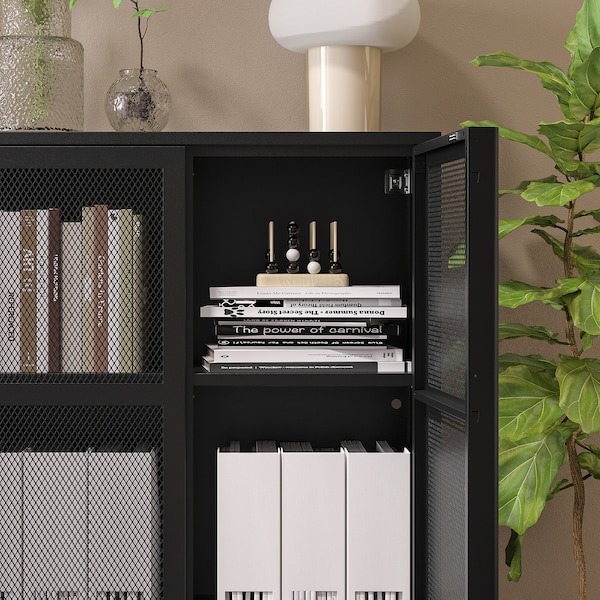 IKEA IVAR cabinet with doors, 63x11 3/4x32 5/8 in Black Mesh, Ikea Ireland | 6935FATEU
