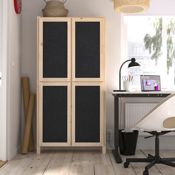 IKEA IVAR shelf unit with doors, pine/felt, 35x11 3/4x70 1/2 in, Ikea Ireland | 5423IFOCP