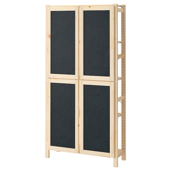 IKEA IVAR shelf unit with doors, pine/felt, 35x11 3/4x70 1/2 in, Ikea Ireland | 5423IFOCP