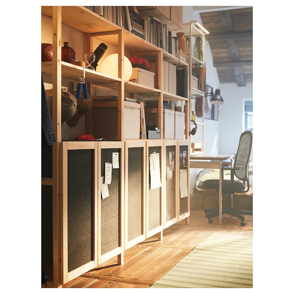 IKEA IVAR shelf unit with doors, pine/felt, 35x11 3/4x70 1/2 in, Ikea Ireland | 2487OEXBP