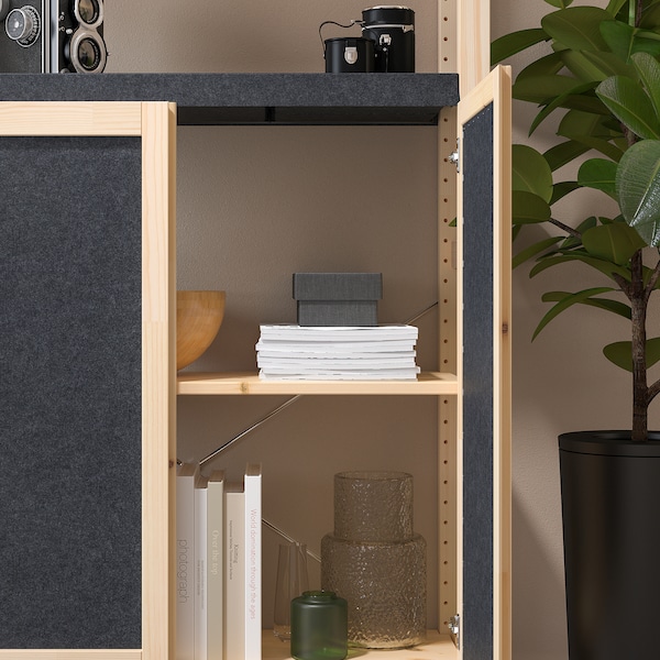 IKEA IVAR shelf unit with doors, pine/felt, 35x11 3/4x70 1/2 in, Ikea Ireland | 2487OEXBP