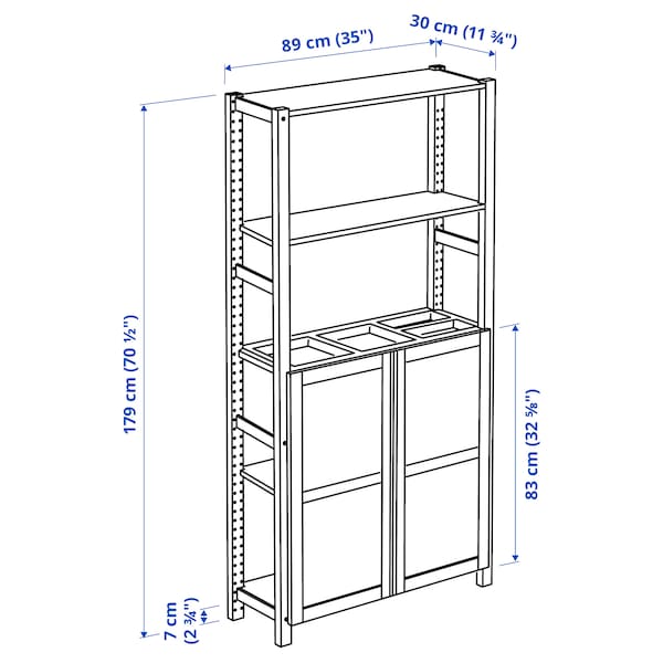 IKEA IVAR shelf unit with doors, pine/felt, 35x11 3/4x70 1/2 in, Ikea Ireland | 2487OEXBP