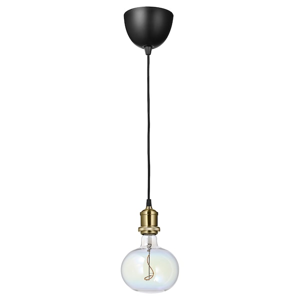 IKEA JÄLLBY / MOLNART pendant lamp with LED bulb, brass plated Ellipse Shaped Multicolor, Ikea Ireland | 6873AKNGH