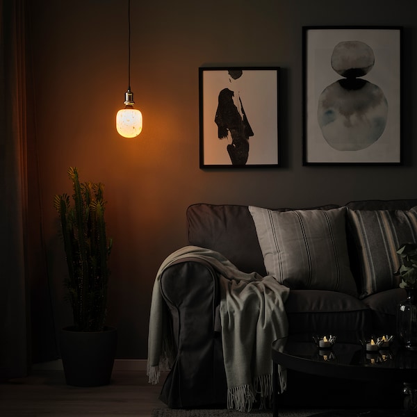 IKEA JÄLLBY / MOLNART pendant lamp with LED bulb Nickel Plated / Tube / Shaped White / Clear Glass, Ikea Ireland | 6597ABCYR