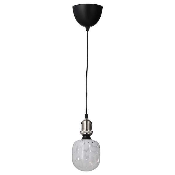 IKEA JÄLLBY / MOLNART pendant lamp with LED bulb Nickel Plated / Tube / Shaped White / Clear Glass, Ikea Ireland | 6597ABCYR